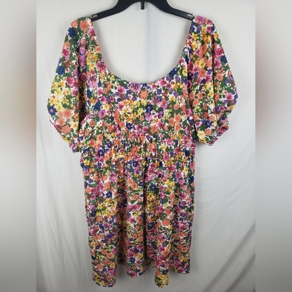 NWOT Cato Orange Multicolored Puff Short Sleeve Dress Sz XL - Picture 7 of 12